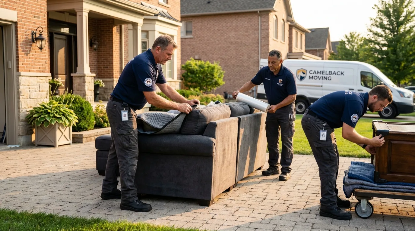Large estate moving crew wrapping furniture in Gramercy, LA