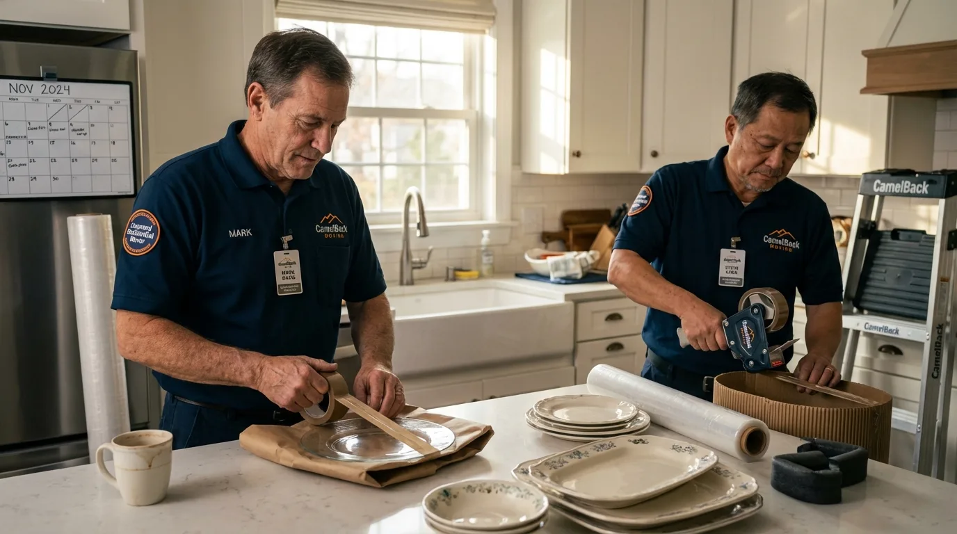 Professional crew packing kitchen dishware in Gramercy, LA